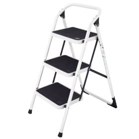 Folding 3-Step Ladder With Handgrip And Anti-Slip Platform (Option: General)