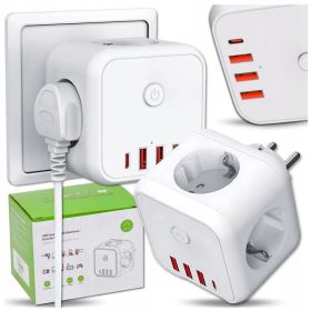 7-in-1 Electrical Socket Adapter 250V 4000W (Option: asshown)
