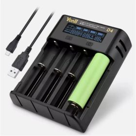 YONII 4-Slot USB LCD Smart Battery Charger For NiMH Li-ion SC/F6 AA AAA Batteries, 2025 (Option: ASSHOW)