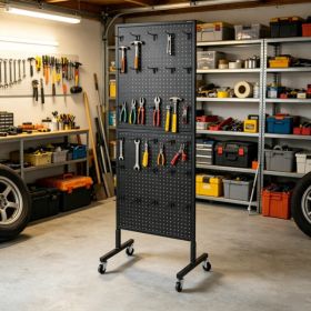 23.6 X 63 In Standing Pegboard Display Stand, With 30 Hooks For Grocery & Jewelry Shop (Option: 03197707)